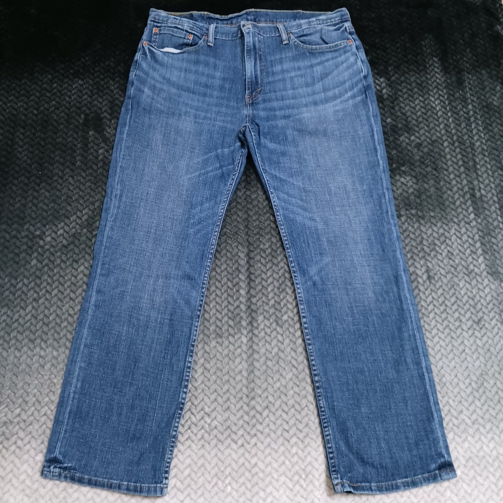 Levi's 514 Jeans Men 36x30 Blue Cotton Denim Straight Whiskered Workwear Stretch